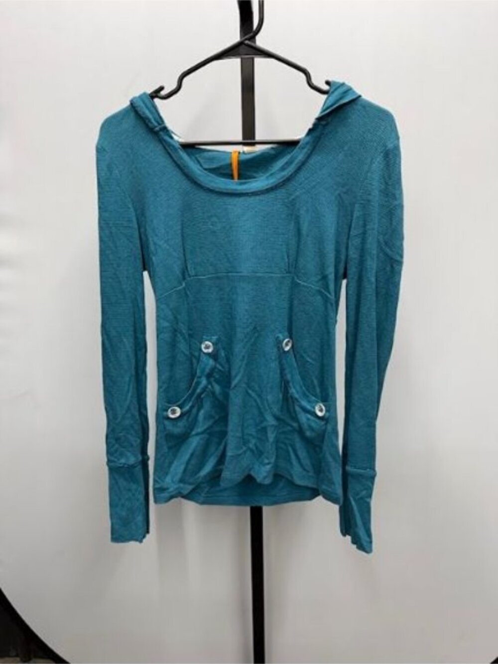 Anthropologie Saturday Sunday Blue Y2K Scoop Neck Pocket Hoodie